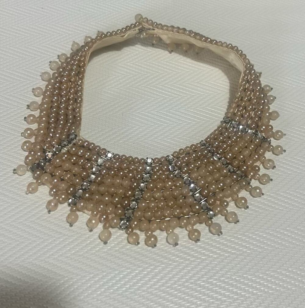 Vintage Baar & Beards Top Hit Handmade Pearl Beaded Collar Necklace Japan 1950s